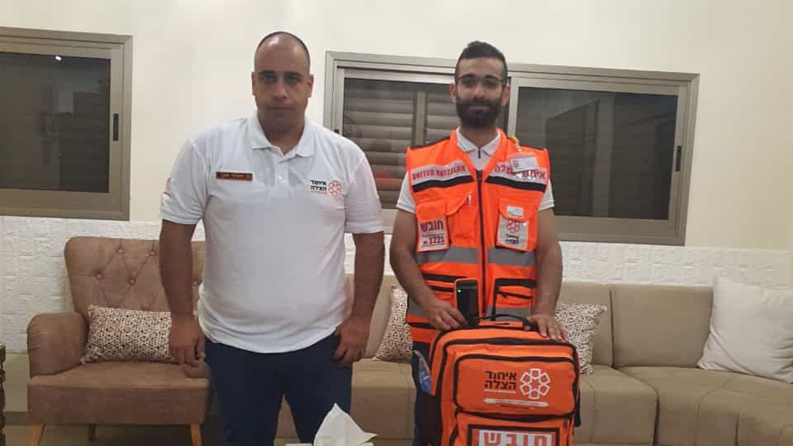 Awad Darawshe, right, with Ashraf Ayoub, the chapter head of United Hatzalah in Nazareth. Photo courtesy of United Hatzalah