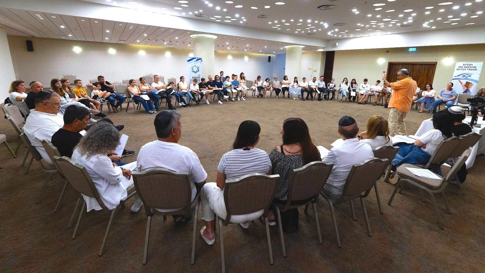 Birthright Israel relocated more than 90 residents of Talmei Yaffe, an Ashkelon-area moshav bombarded by Hamas rockets, to a Jerusalem hotel and is sponsoring their lodging there for a week. Photo courtesy of Birthright Israel