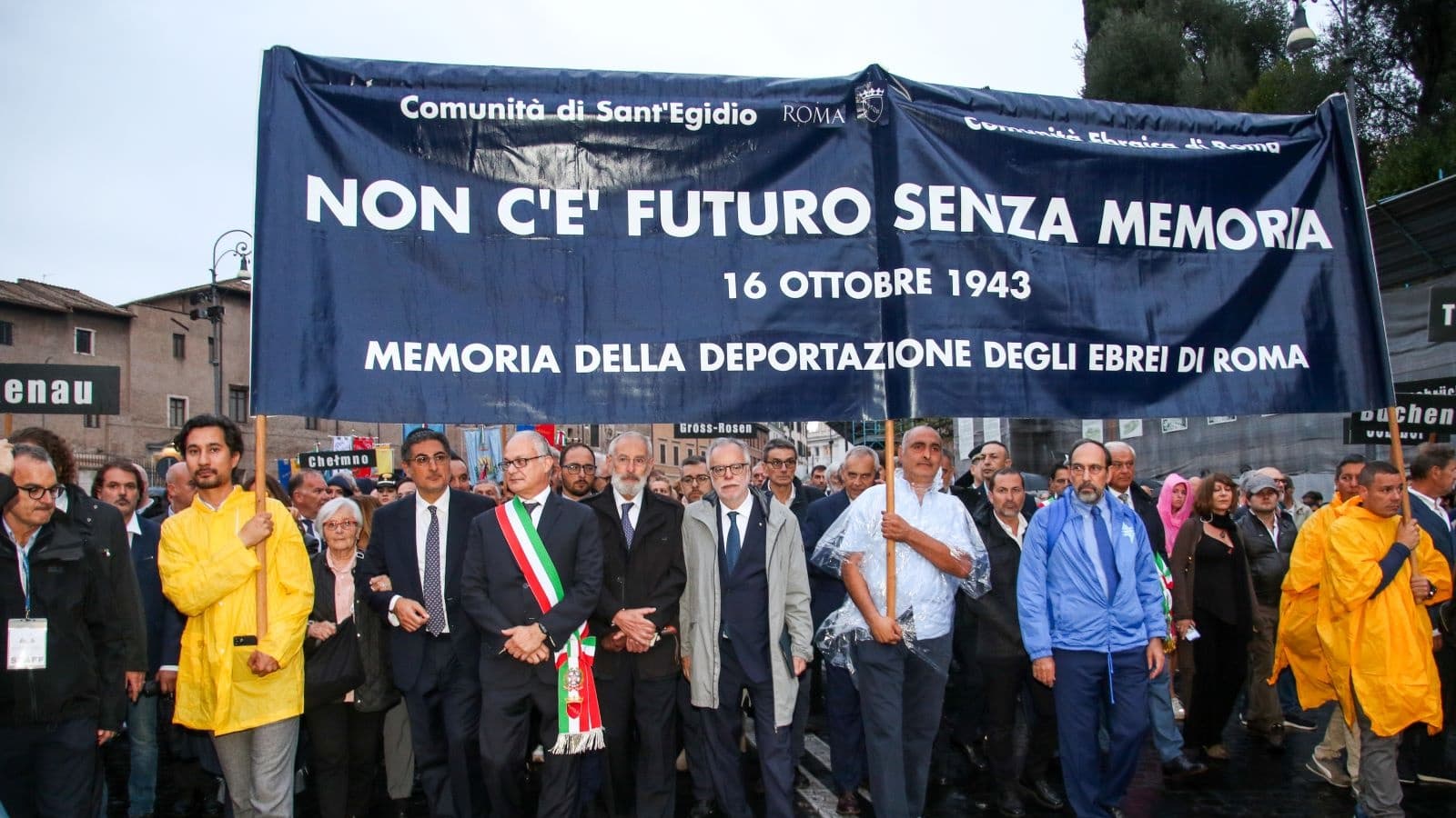 The Italian president, the mayor of Rome, Holocaust survivors and members of the city’s Jewish community march to commemorate the Holocaust. Photo by Luca Soninno