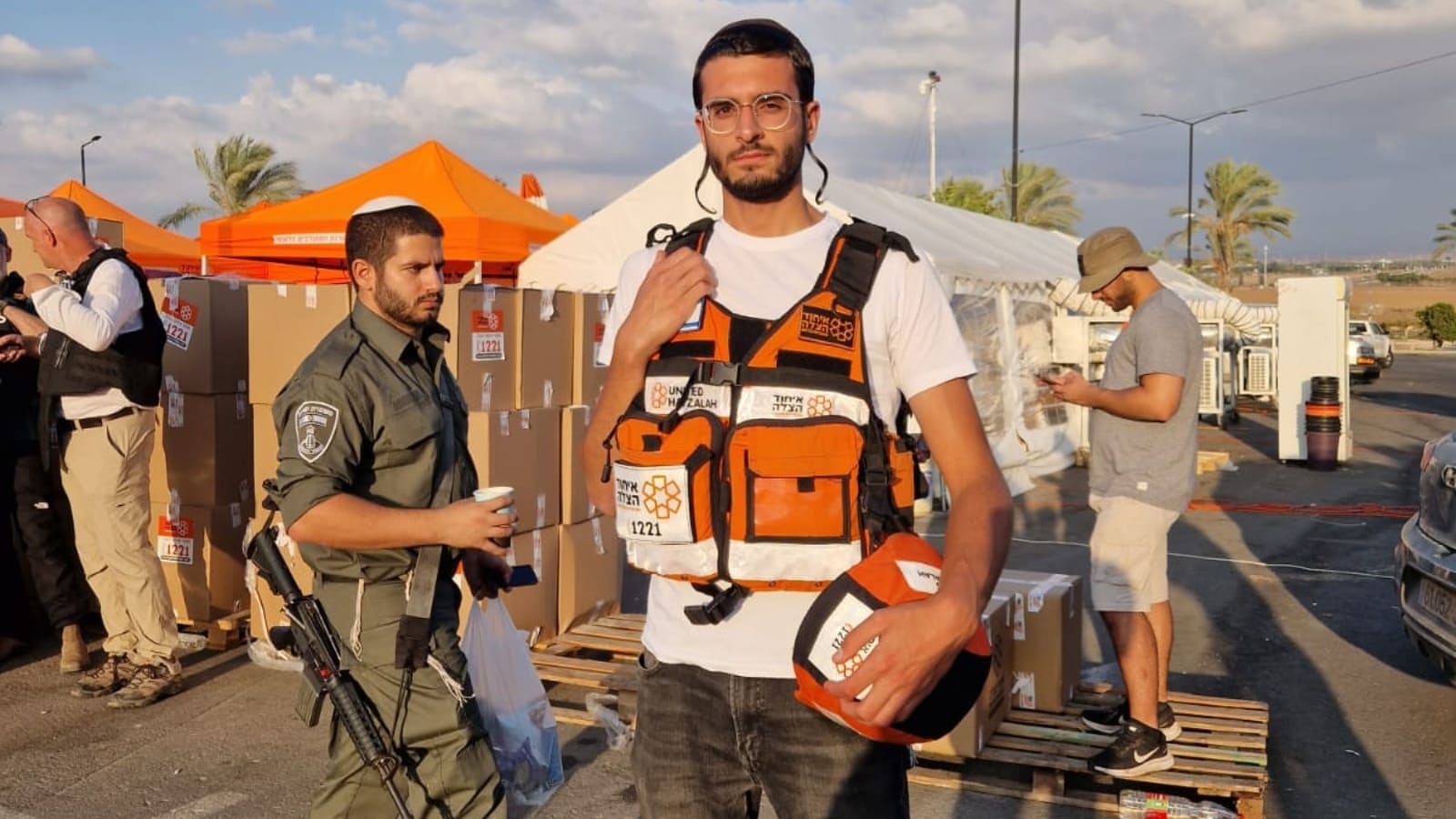United Hatzalah volunteer EMT Shalom Avitan outside a community near the Gaza border. Photo courtesy of Shalom Avitan