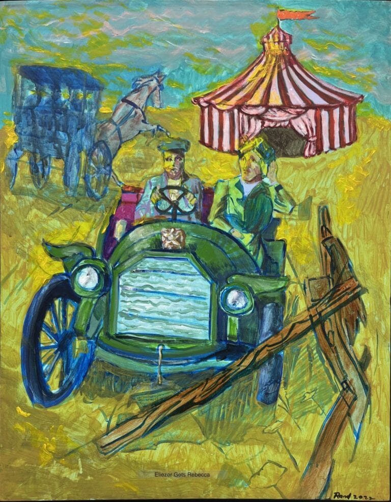 Archie Rand’s “Eliezer Gets Rebecca,” one of the artworks presented at Jerusalem Biennale. Photo courtesy of Jerusalem Biennale