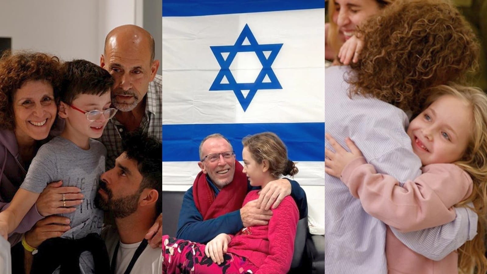 From left, nine-year-old Ehud Munder, nine-year-old Emily Hand and six-year-old Emilia Aloni were released from Hamas captivity. Photos courtesy of Schneider Children’s Hospital and IDF Spokesperson’s Unit