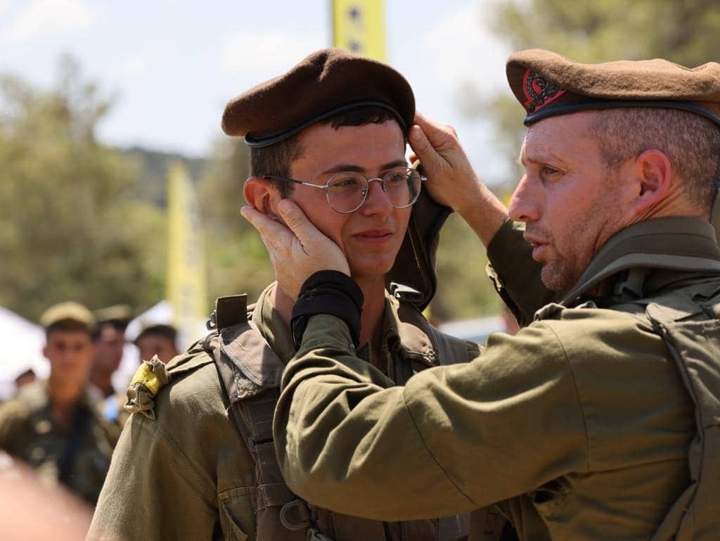 Matan Abergil at his beret ceremony. Photo by Dima Bullet/Facebook