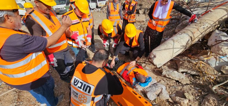 One scenario simulated a direct rocket hit on a house. Photo courtesy of United Hatzalah