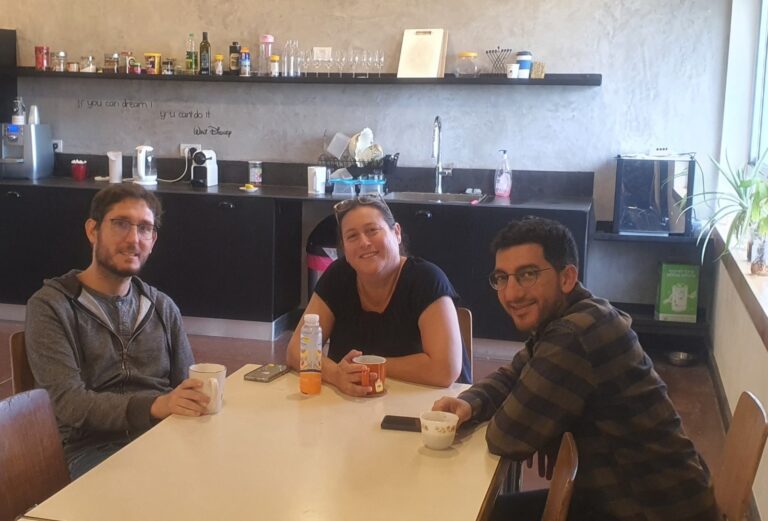 Hadas Shatz Azoulay, center, and colleagues, at the MindTension offices. Photo courtesy of MindTension