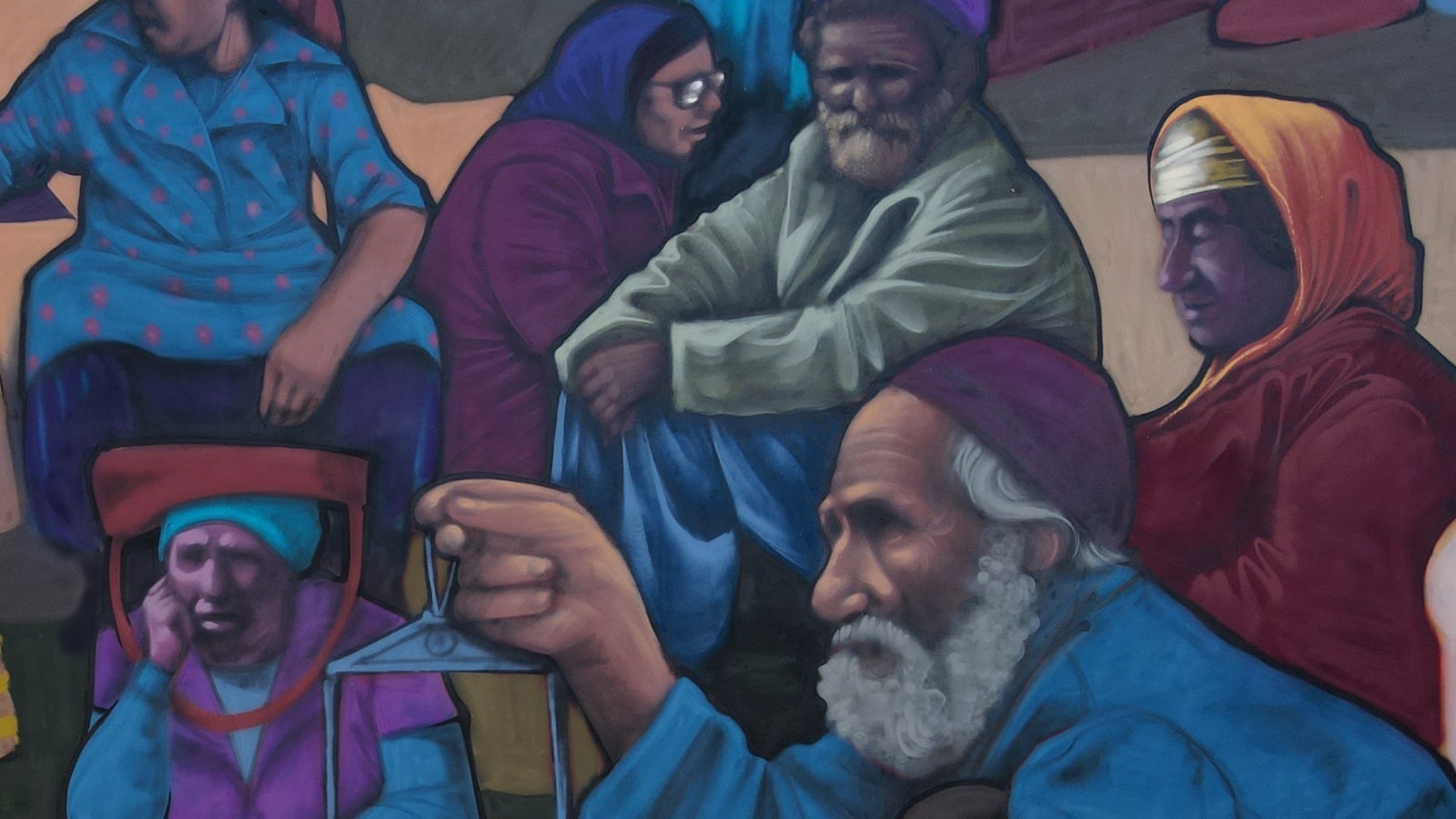 Detail from Solomon Souza’s new mural on a building next to the market on Jaffa Road. Photo by Solomon Souza