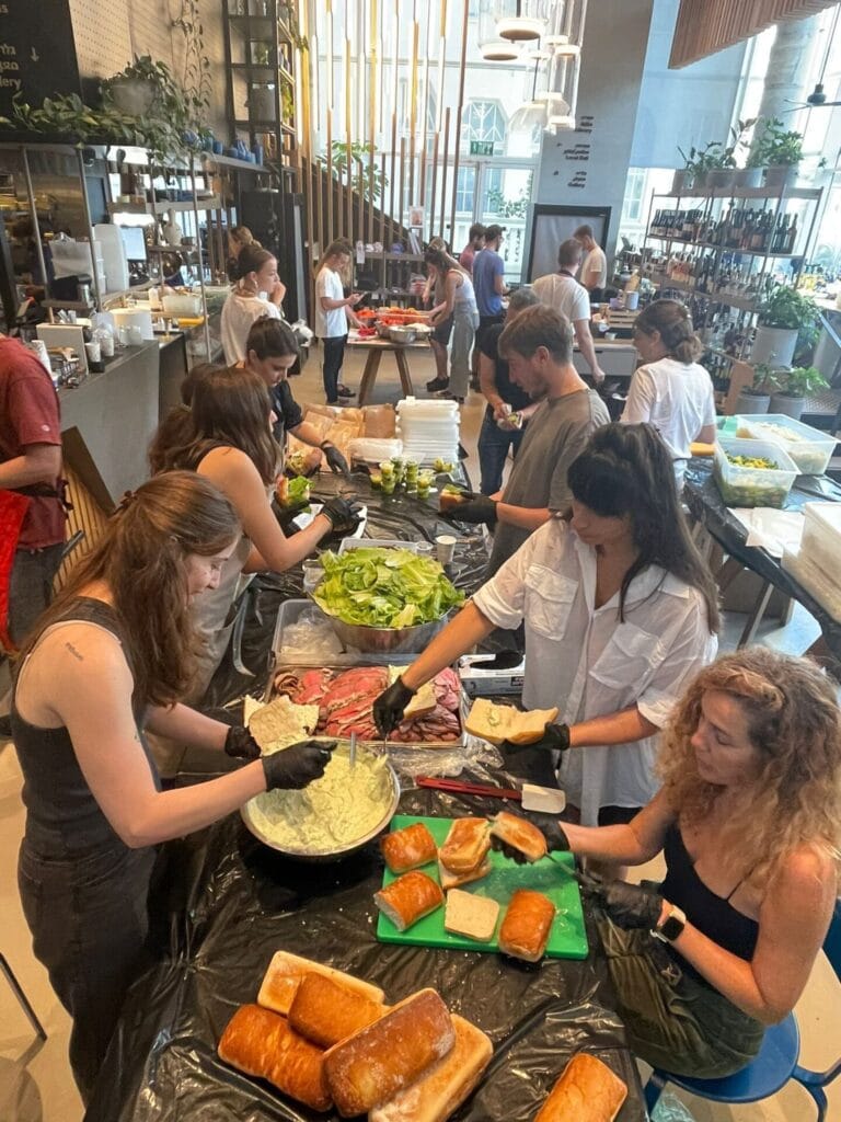 Asif’s emergency cooking hub in Tel Aviv, which has been feeding many thousands of people since war broke out. Photo courtesy of the Asif Culinary Institute of Israel
