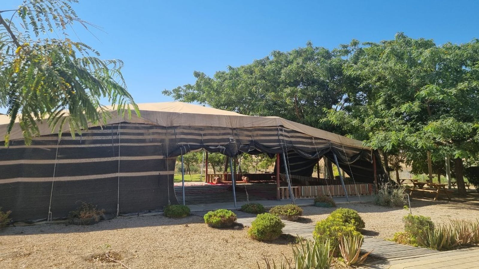 An outdoor visitor center in the shape of a traditional Bedouin husha. Photo by Yulia Karra