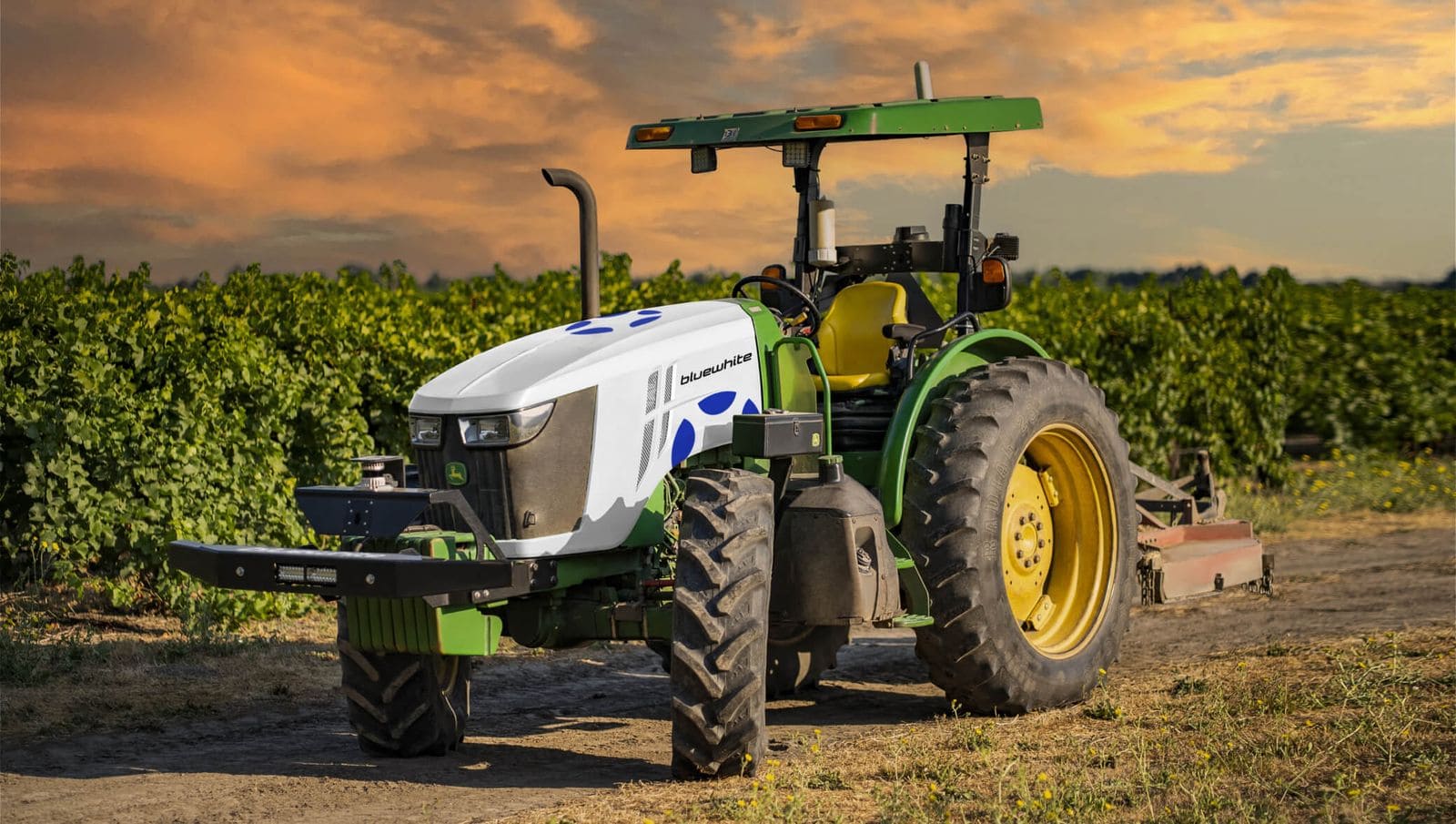 Bluewhite Robotics’ software platform lets one human operator to manage a fleet of autonomous farm vehicles. Photo courtesy of Bluewhite Robotics