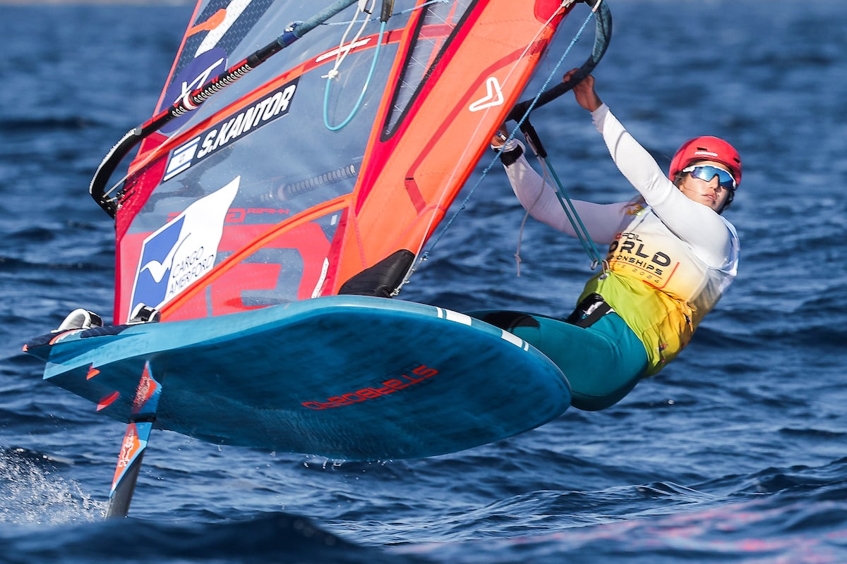 Israel’s Sharon Kantor at the 2024 iQFOiL Worlds in Lanzarote’s Marina Rubicón, February 2. Photo © Sailing Energy / iQfoil Class