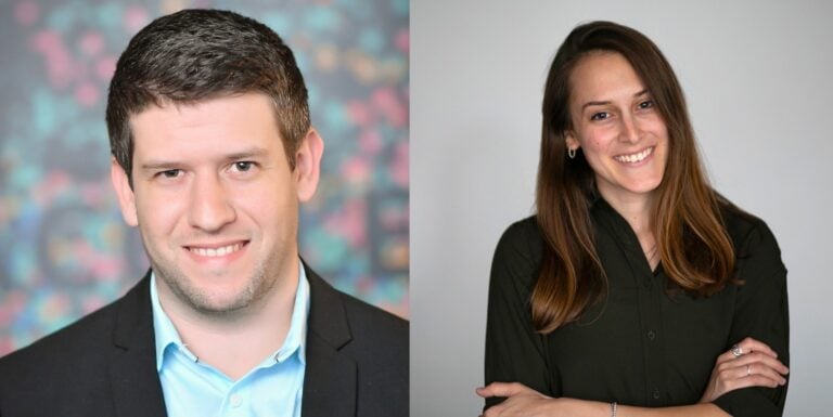 Head of R&D and Innovation Center at Deloitte Israel Idan Adler and VP Ecosystem Development of Earth & Beyond Ventures Noga Yaari. Photos by Almog Sogbeker/Earth & Beyond Ventures