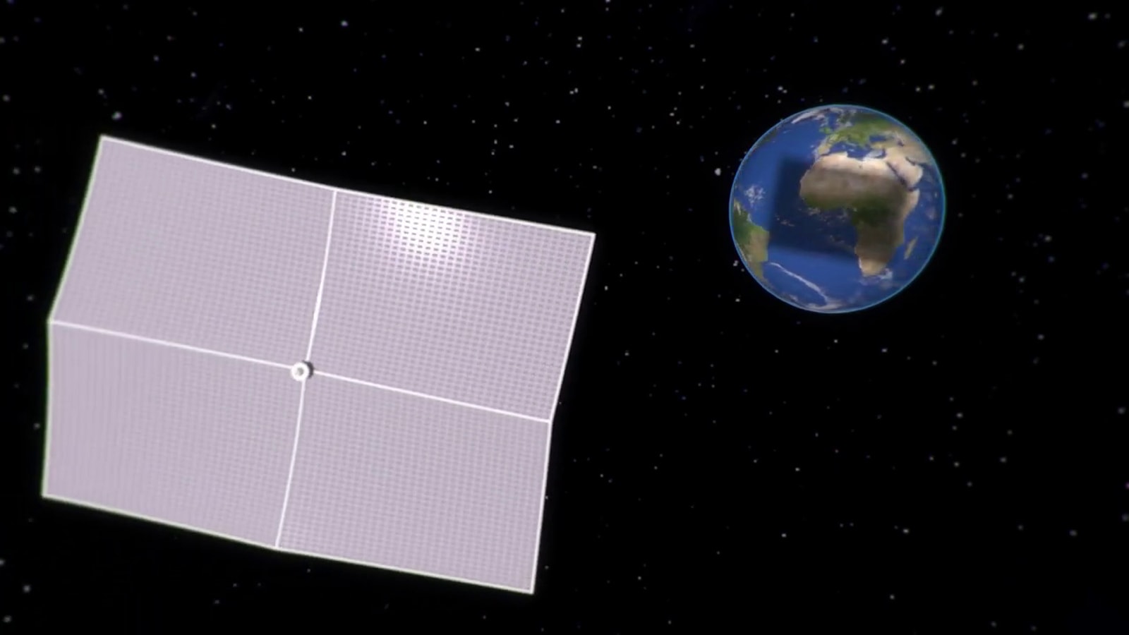 The Asher Space Research Institute’s conception of a shield blocking some of the sun’s rays from reaching Earth. Photo: screenshot