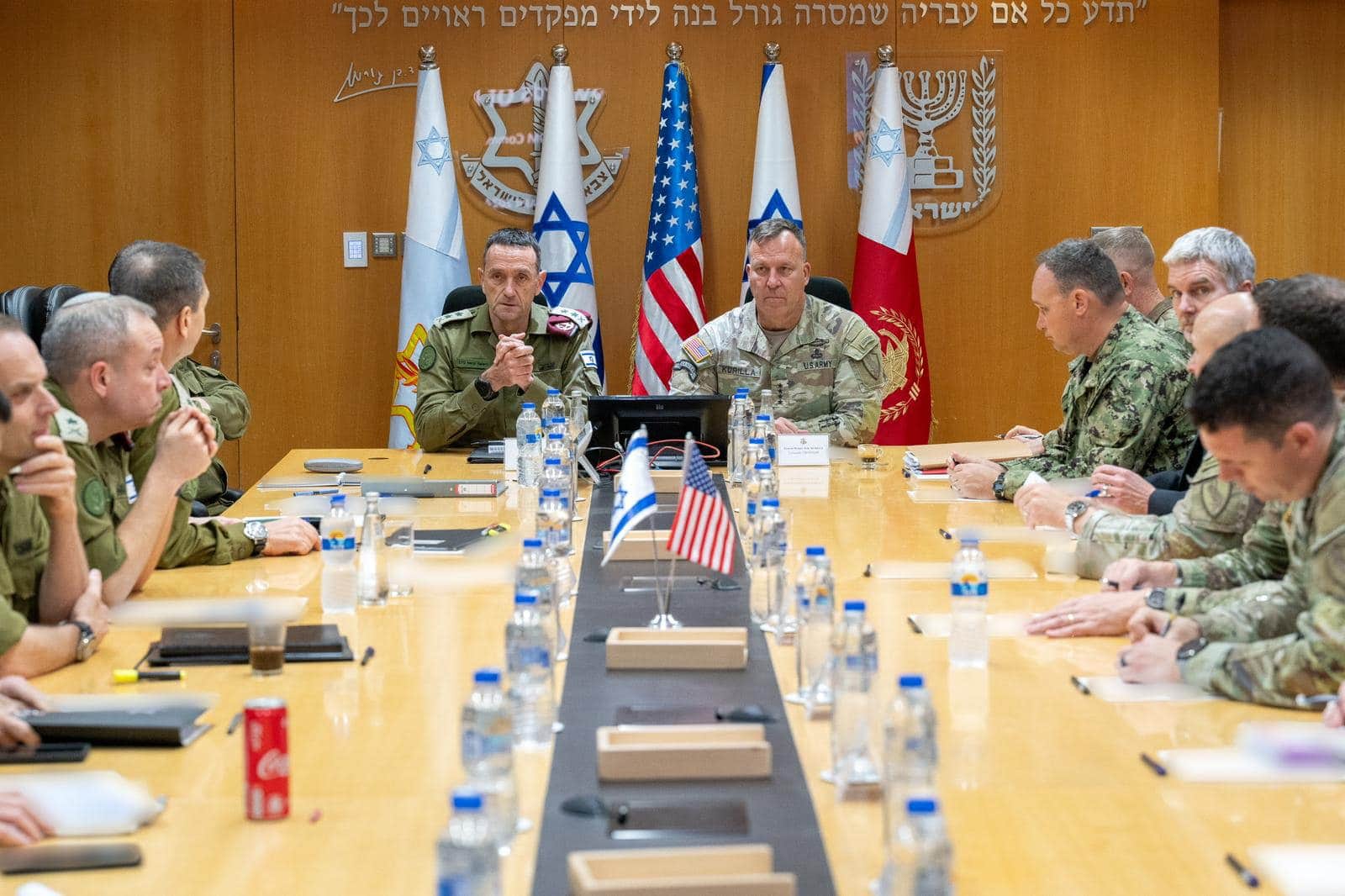 IDF Chief of the General Staff Herzi Halevi and CENTCOM Commander, General Michael Erik Kurilla, conducting a comprehensive situational assessment with IDF officials on the IDF’s readiness in case of Iranian attack, April 12, 2024. Photo courtesy of IDF