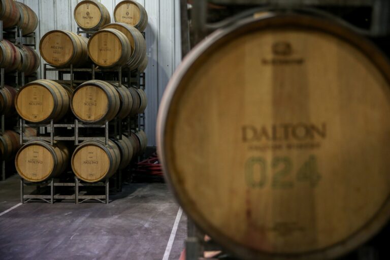 Wine barrels in Dalton Winery. Photo by David Cohen/Flash90