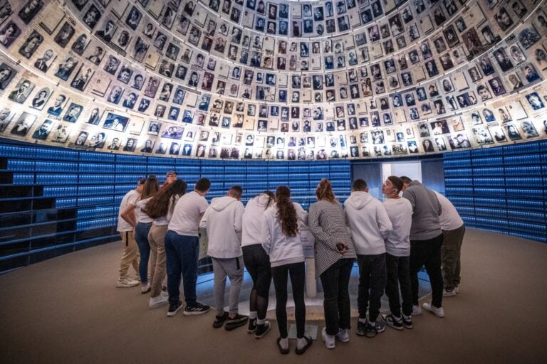 Visitors at Yad Vashem in Jerusalem on May 2, 2024, ahead of Israeli Holocaust Remembrance Day. Photo by Yonatan Sindel/Flash90