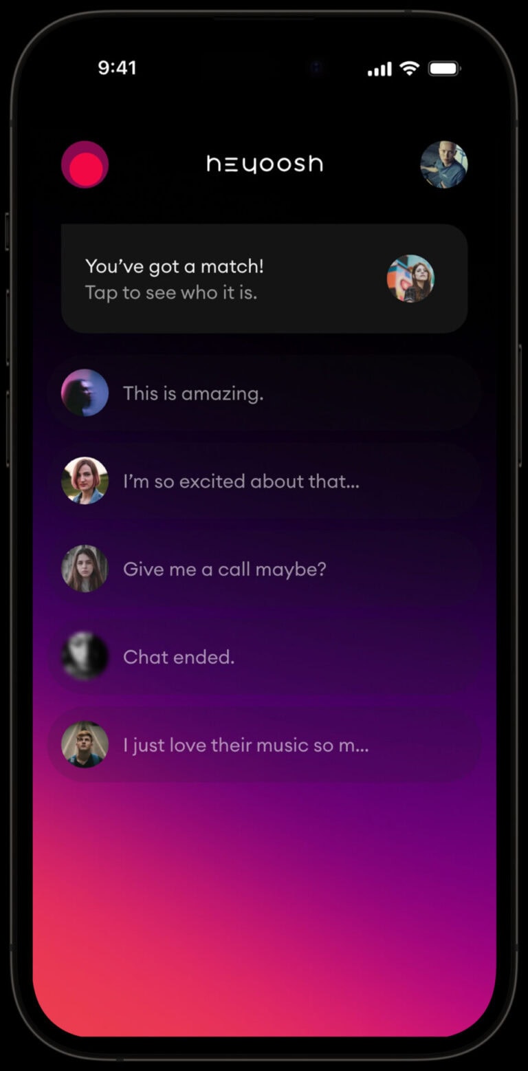 The Heyoosh app interface 1. Photo: courtesy