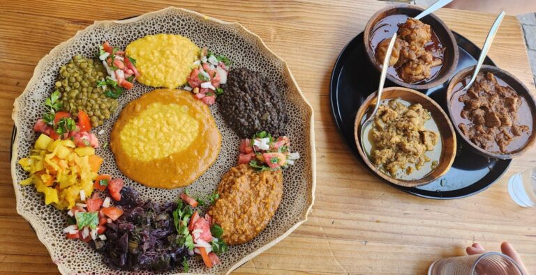 A gluten-free injera platter served with care at Balinjera in Tel Aviv. Photo by Natalie Selvin/ISRAEL21c
