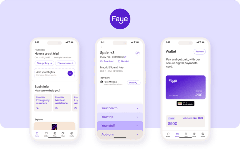 The interface of the Faye app. Photo courtesy of Faye