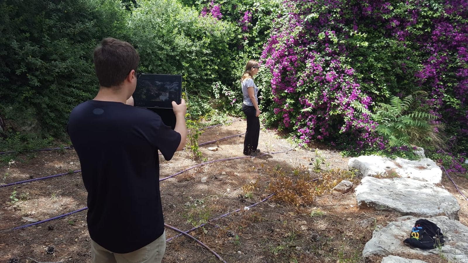 Students stopped at several locations to observe their surroundings. Photo courtesy of the The Technion – Israel Institute of Technology