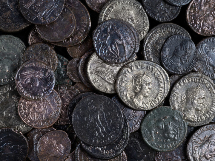 The hoard found in the building foundations. Photo by Dafna Gazit/Israel Antiquities Authority