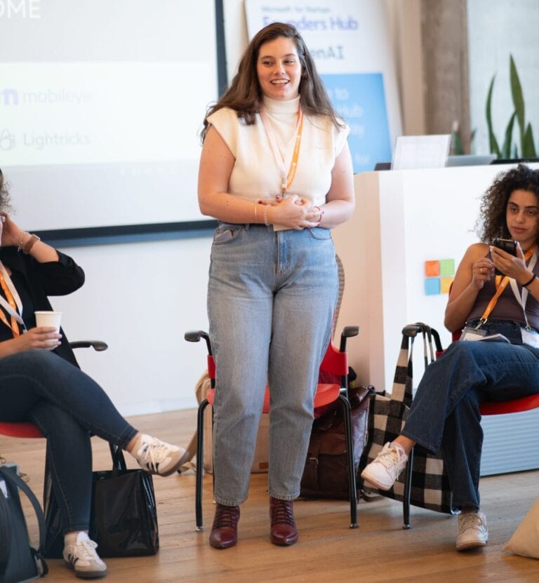 FemForward Director Ruth Moatti leading the sixth cohort’s opening event. Photo by Dmitry Pogosov