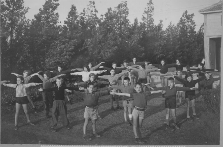 Children from Kibbutz Ramat Yohanan exercising, March 1941. Photo by Avraham Malavsky/ KKL-JNF