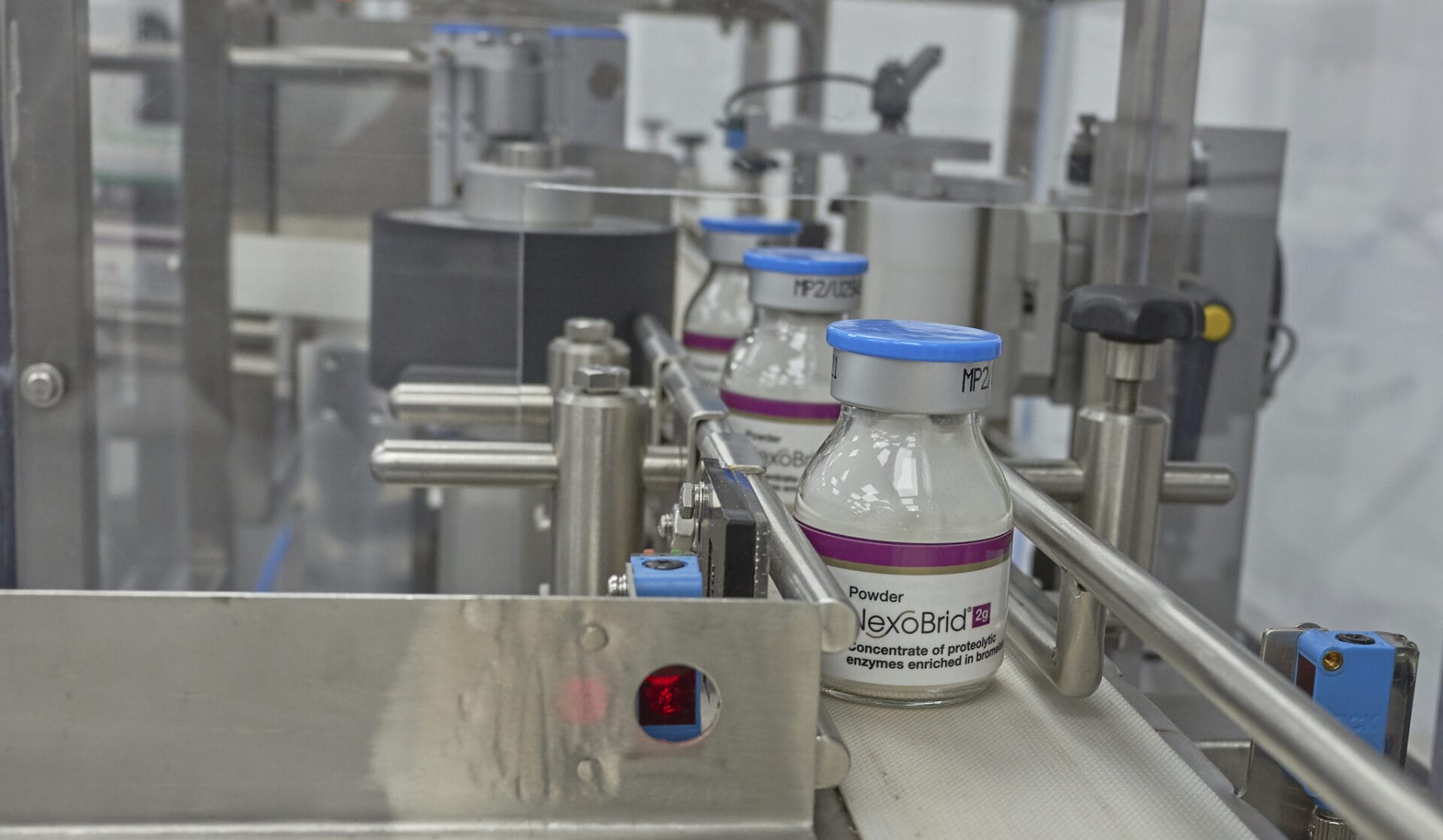 MediWound’s burn treatment NexoBrid on a conveyor belt. Photo courtesy of MediWound