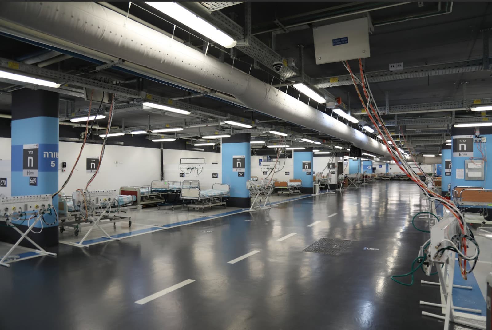 The three-level parking garage/emergency hospital under Rambam Health Care Campus in Haifa is the world’s largest underground medical center. Photo courtesy of Rambam Health Care Campus