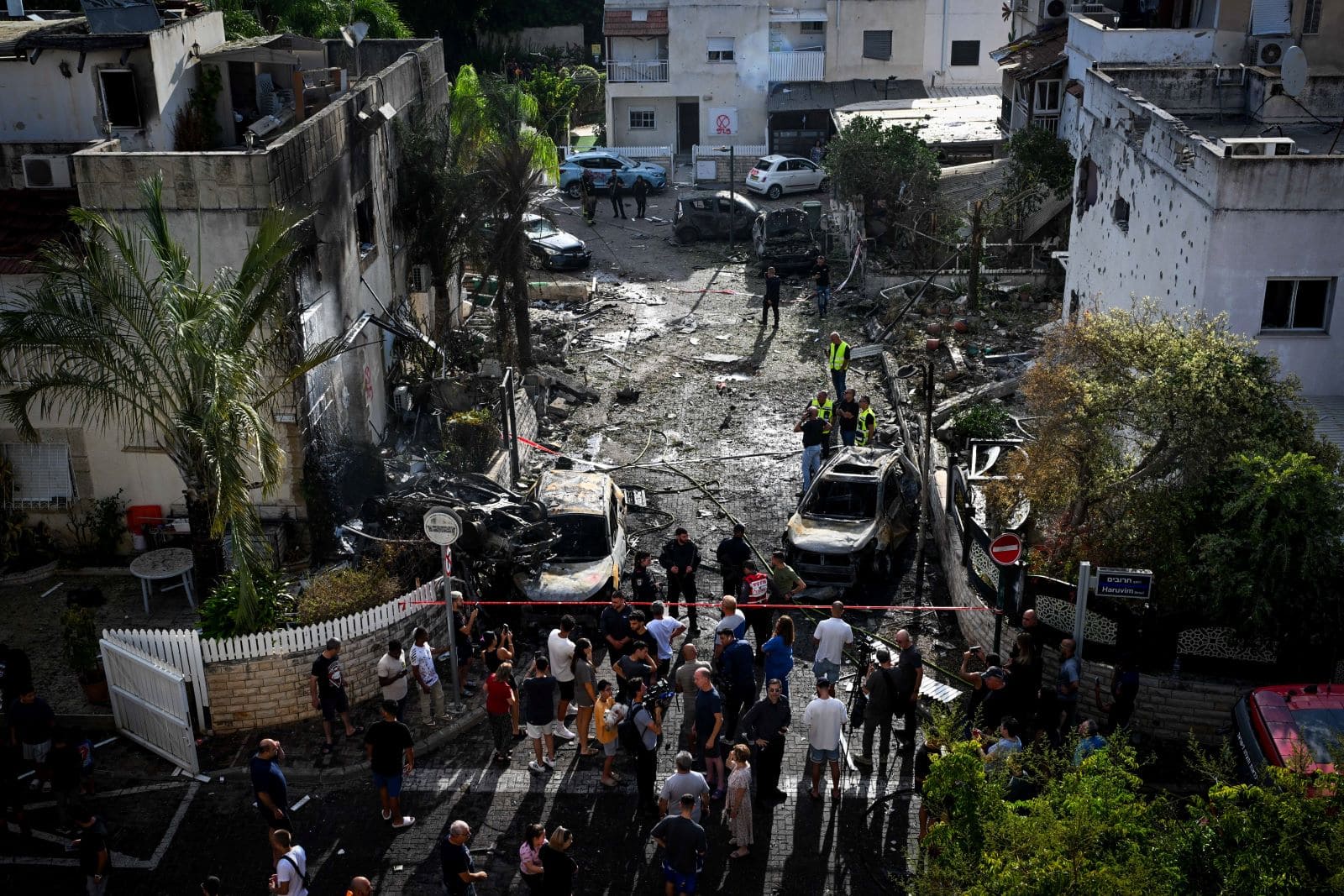 A missile fired from Lebanon hit houses and cars in Kiryat Bialik in northern Israel on September 22, 2024. Photo by Chaim Goldberg/Flash90