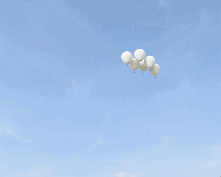 “Cloud” by Niv Gafni is part of “The Forecast,” a selection of works comprising a meteorological farm on the Hansen House grounds. Photo courtesy of JDW