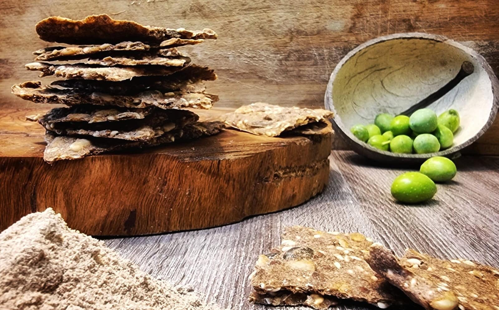 Crackers made with PhenOlives’ olive flour. Photo courtesy of PhenOlives