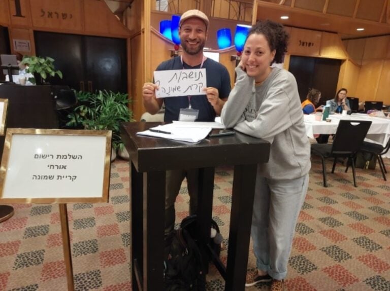 Rita Rubin and a fellow resilience coordinator at a hotel full of evacuees at the start of the war. Photo courtesy of Rita Rubin