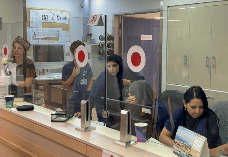 A diverse staff of workers fill the Sheba rehab center. Photo by Natalie Selvin/ISRAEL21c