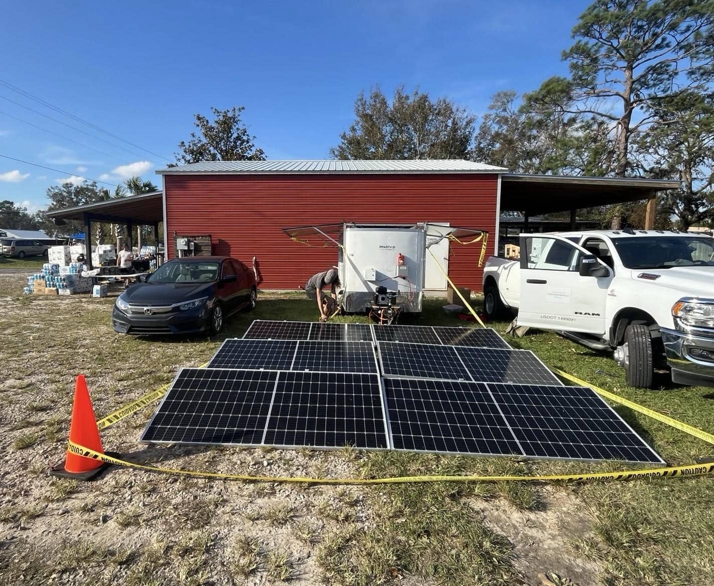 Solar panels from SmartAID offer emergency electricity to first responders and communities in Florida in the wake of Hurricane Helene. Photo courtesy of SmartAID