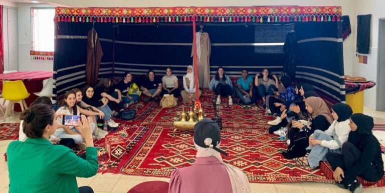 BGU students meet Bedouin highschoolers in Hura for the first time. Photo courtesy of Malka Shacham