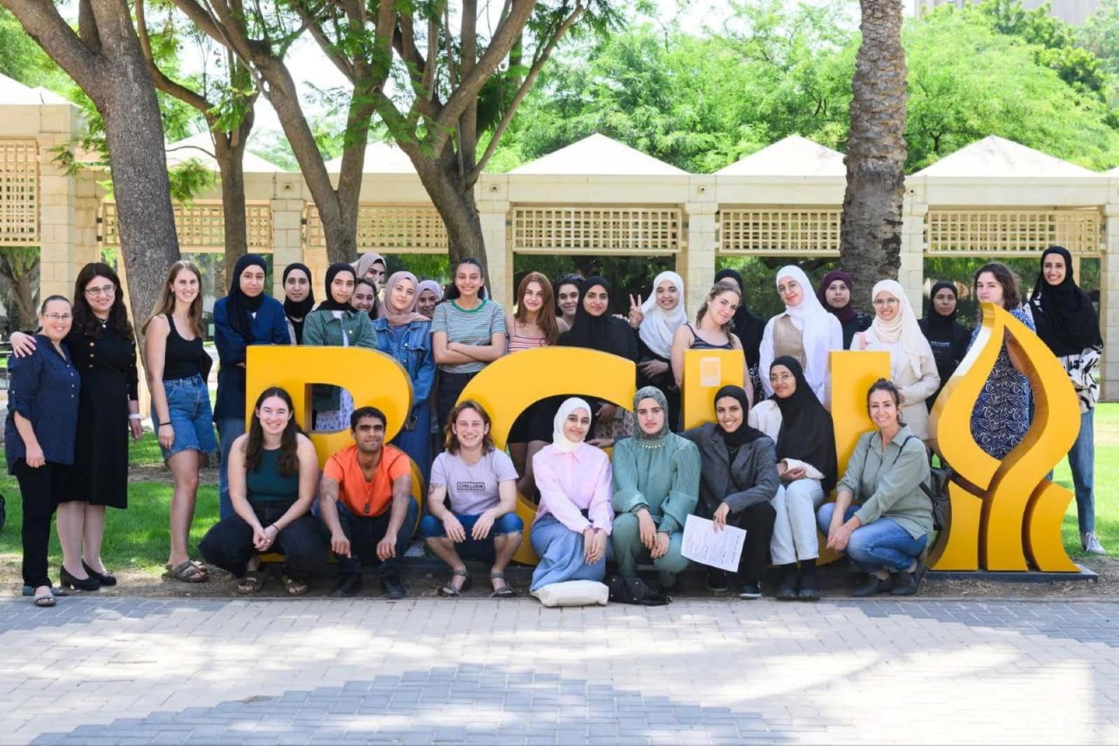 Malka Shacham (in black dress, far left) with the participants of the unique academic course last year. Photo courtesy of Ben-Gurion University of the Negev