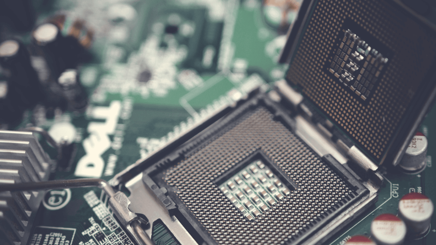 A closeup of a CPU (central processing unit). Photo by Pok Rie from Pexels