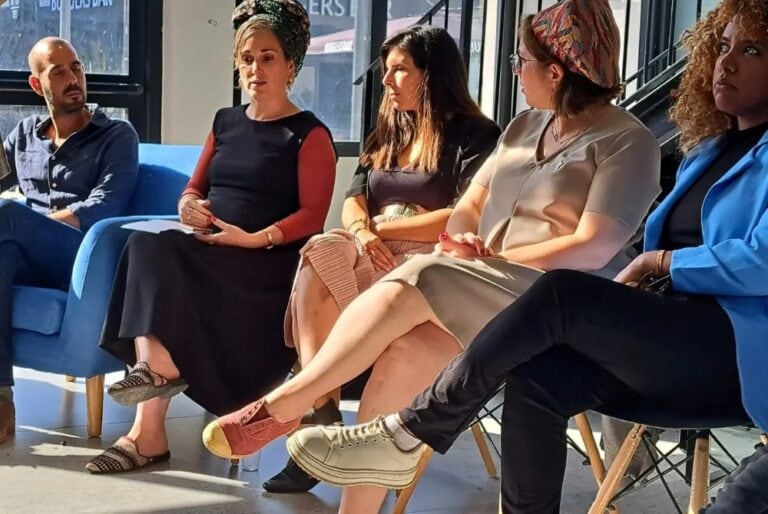 Restart participants Rafael Sason, Vered Glass, Adi Rozen, Esther Akiva and Yaffa Tabaje at the cohort’s closing ceremony.