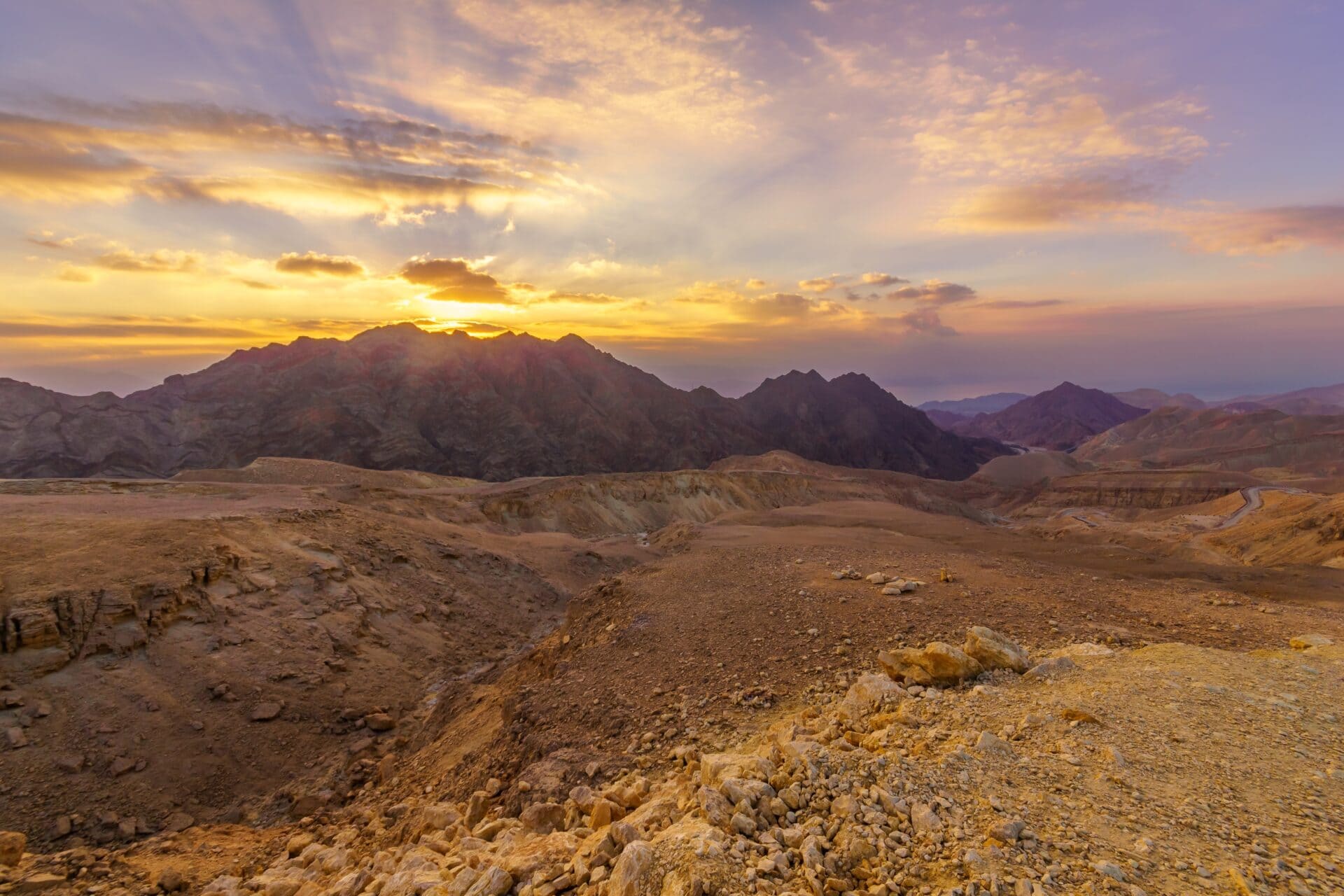 A view of sunrise at Mount Shlomo in the Eilat mountains. Photo by RnDmS, via Shutterstock