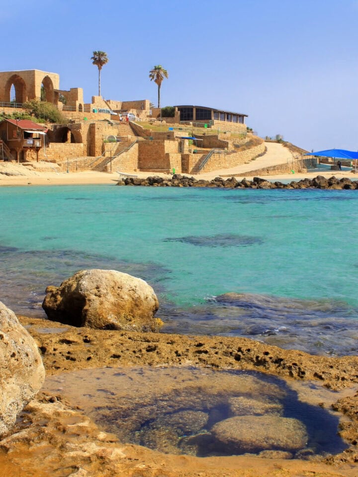 A view of the ruins of an old Turkish fortress from a lagoon in the Achziv National Park. Photo by irisphoto1 via Shutterstock