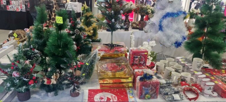 Novy God and Christmas decorations being sold at a mall in Israel. Photo by Yulia Karra