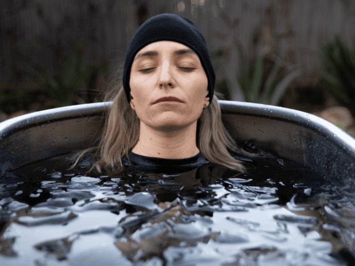Nikia Blumenthal in an ice bath. Photo by John Jeffay