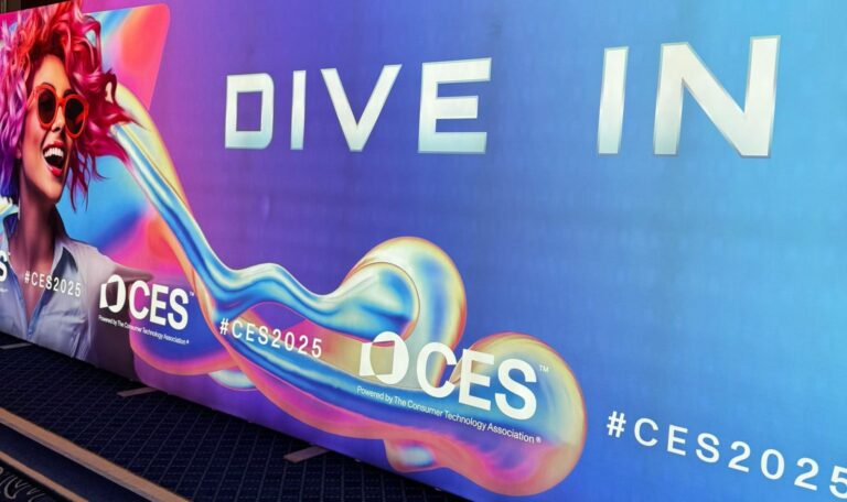“Dive In” was the logo for CES 2025. Photo by Jonathan Frenkel