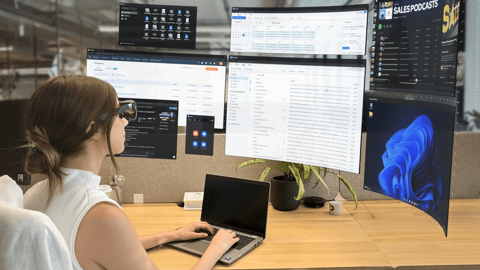 Sightful makes AR glasses enabling workers to interact with multiple screens at once. Photo courtesy of Sightful