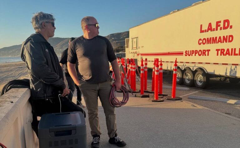 SmartAID and partners set up this command center for the LA Fire Department. Photo courtesy of SmartAID