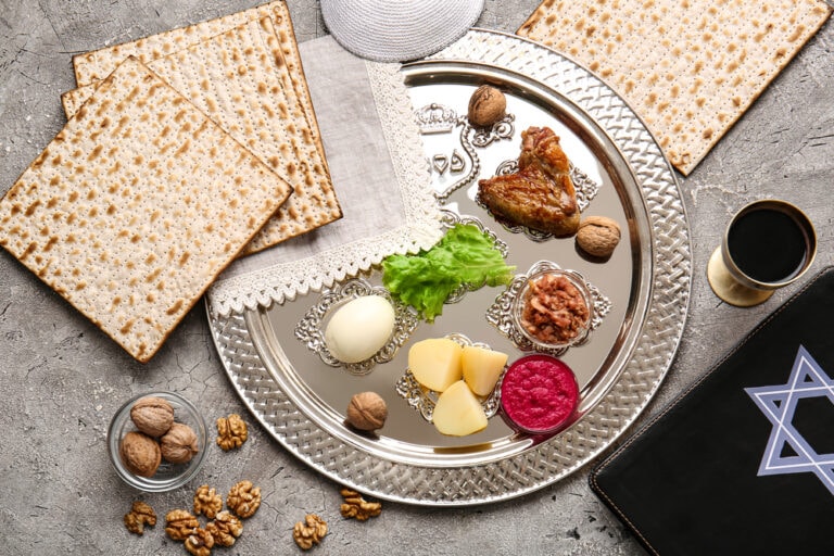 The Seder plate, a canvas that can depict a storied history and a complicated present. Photo by Pixel Shot, via Shutterstock