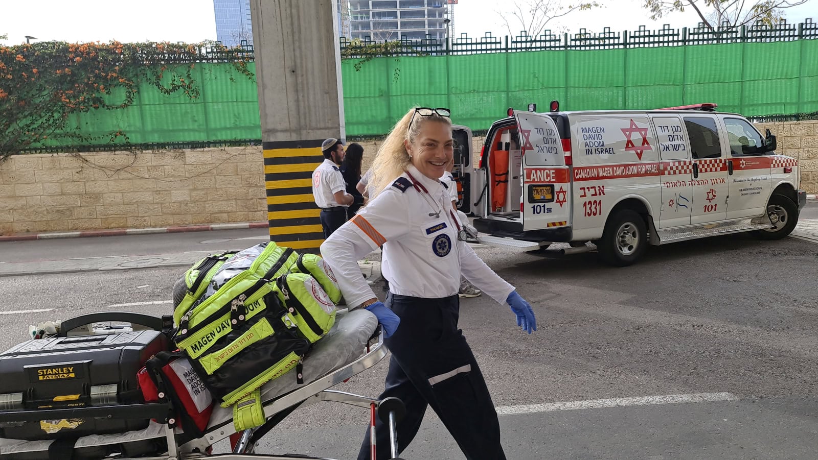 Michaela Bercu during her volunteer shift at Magen David Adom. Photo courtesy of Magen David Adom