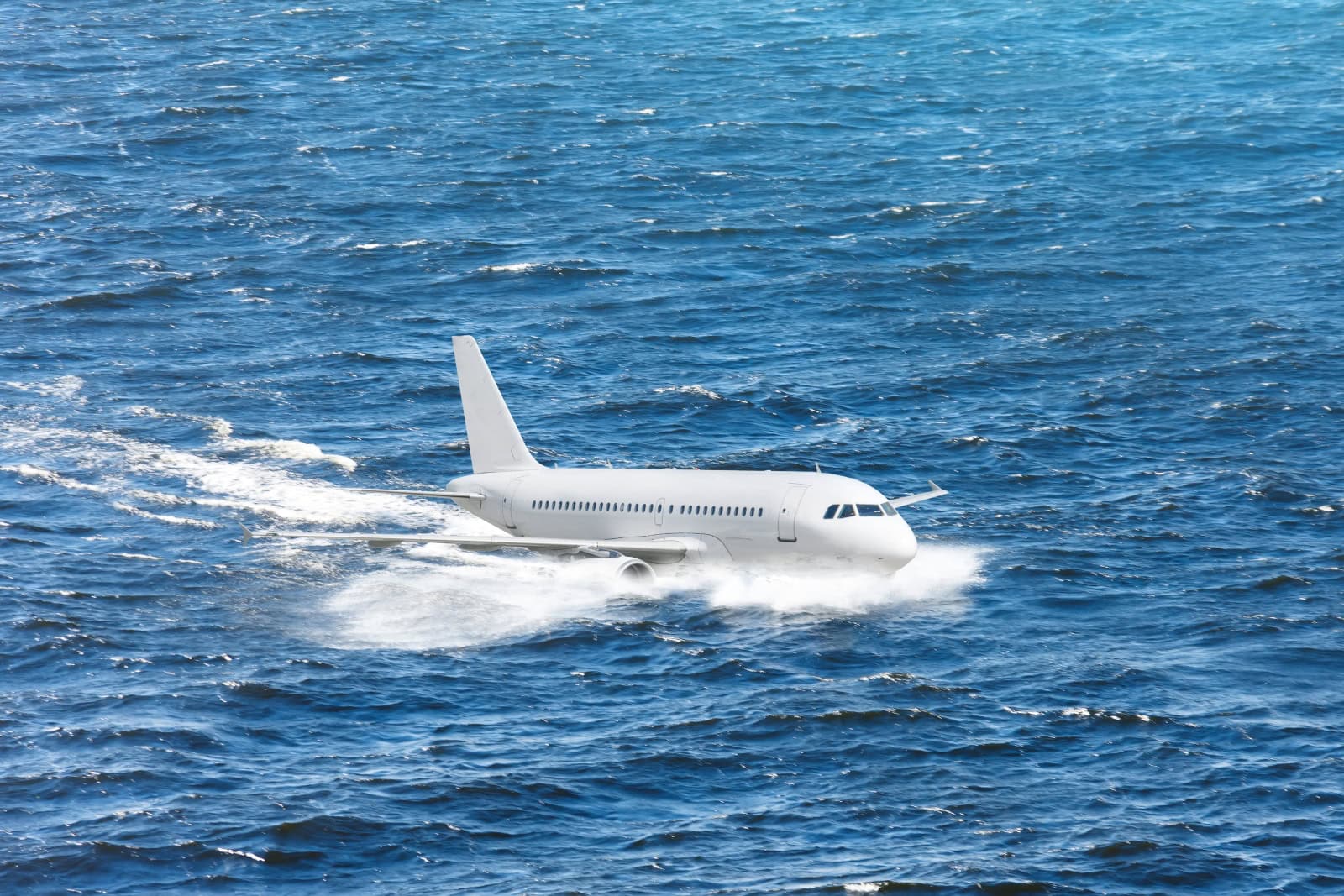 Emergency landing of the airplane on water. Photo by aapsky via Shutterstock
