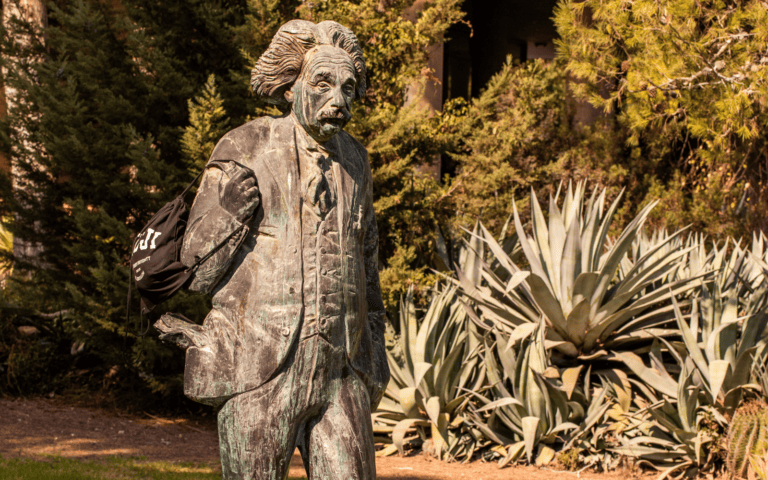 A statue of Albert Einstein on the HUJ campus. Photo by Yosef Adest
