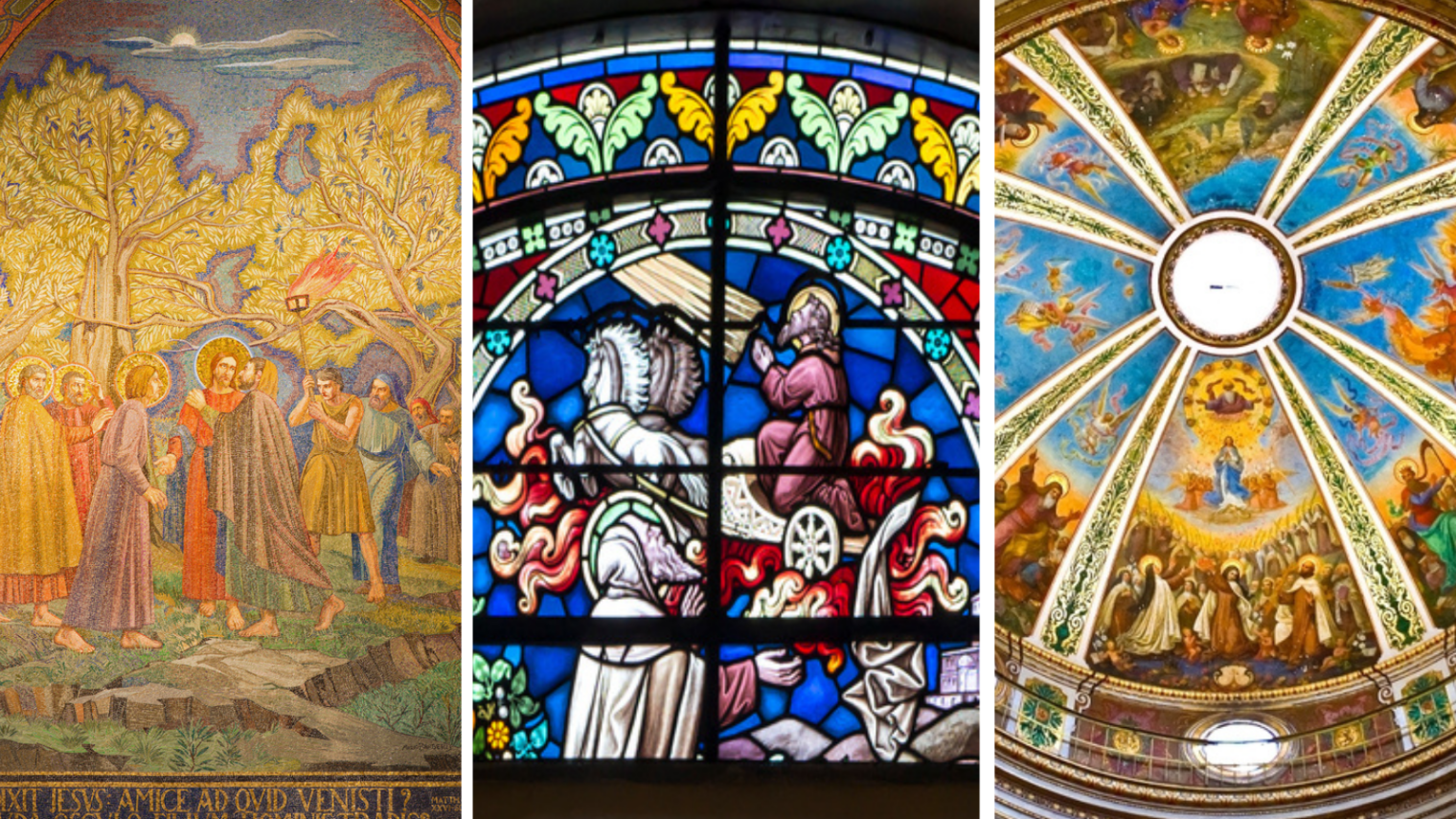 Collage of Christian art throughout Israel. Photos from Shutterstock.com